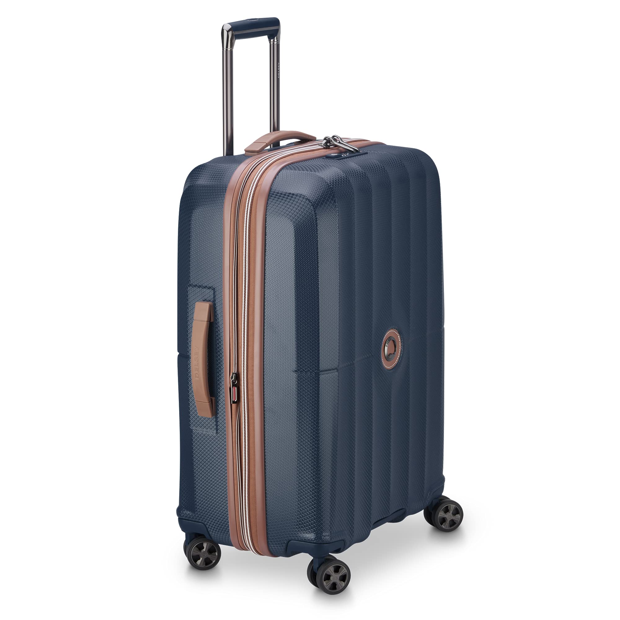 DELSEY Paris Carrousel Hardside Expandable Luggage with Spinner Wheels Navy Checked Medium 24 Inch U1