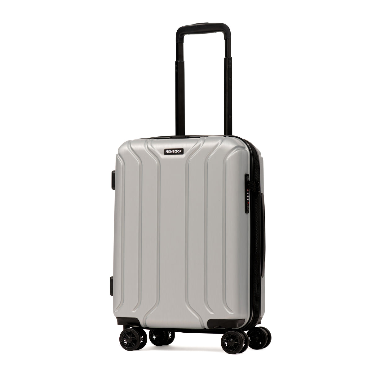NONSTOP NEW YORK Luggage Expandable Spinner Wheels hard side shell Travel Suitcase Lightweight, TSA Lock, Double USB Port  ( Silver , 3-Piece Set (20/24/28) ) Silver 3 Piece Set 20 24 28 U2