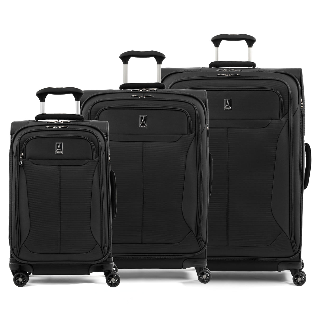 Travelpro Tourlite Softside Expandable Luggage with 4 Spinner Wheels, Lightweight Suitcase, Men and Women ( Black , 3-Piece Set (21/25/29) ) Black 3 Piece Set 21 25 29 U2