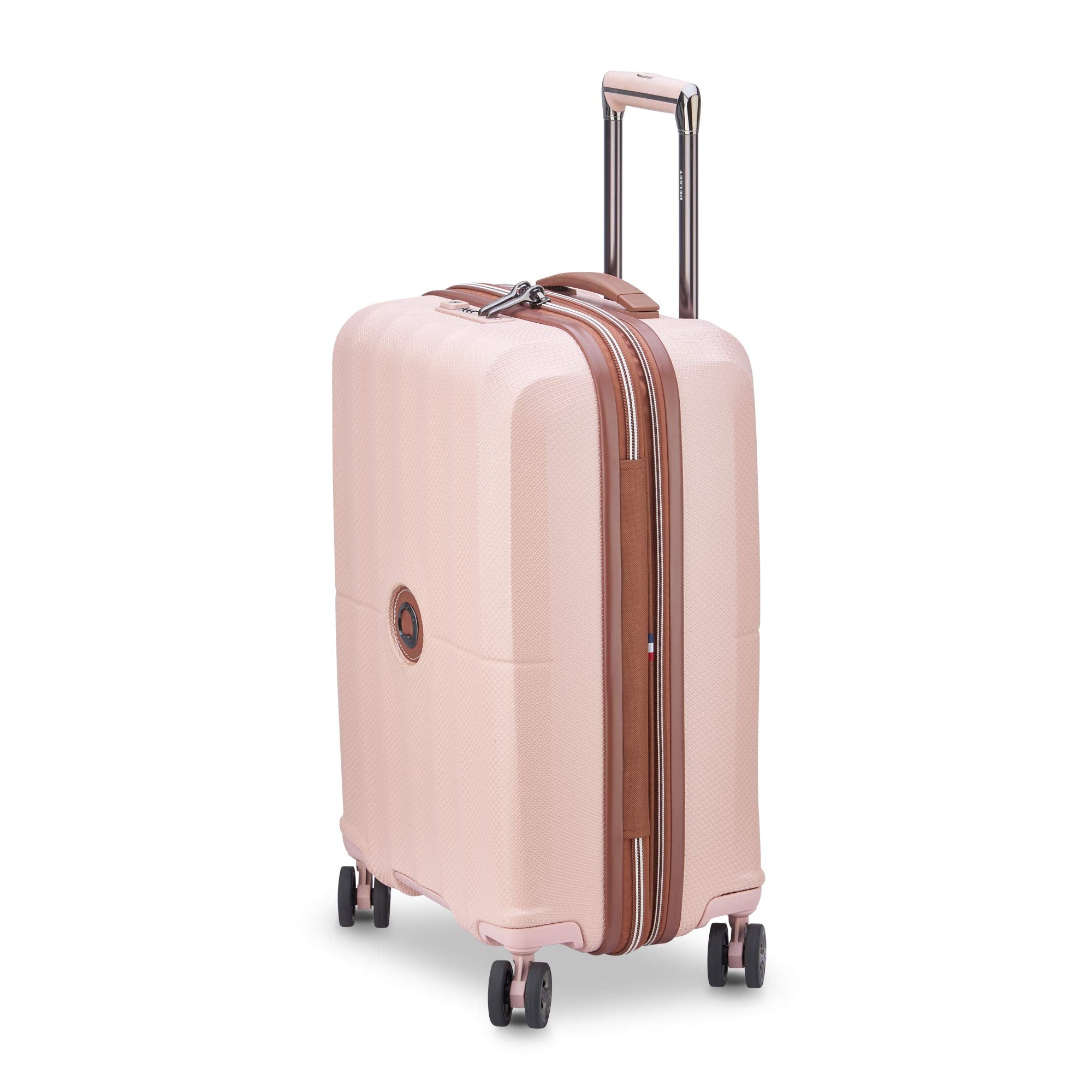 DELSEY Paris St. Tropez Hardside Expandable Luggage with Spinner Wheels Pink Carry On 21 Inch U3