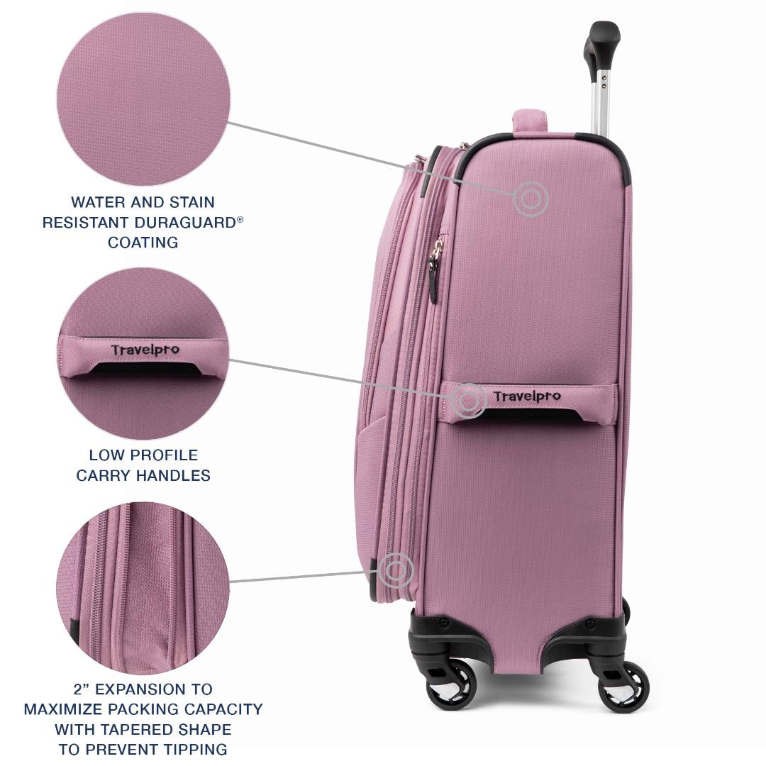 Travelpro Maxlite 5 Softside Expandable Luggage with 4 Spinner Wheels, Lightweight Suitcase, Men and Women ( Orchid Pink Purple , Carry-on 21-Inch ) Orchid Pink Purple Carry On 21 Inch U6