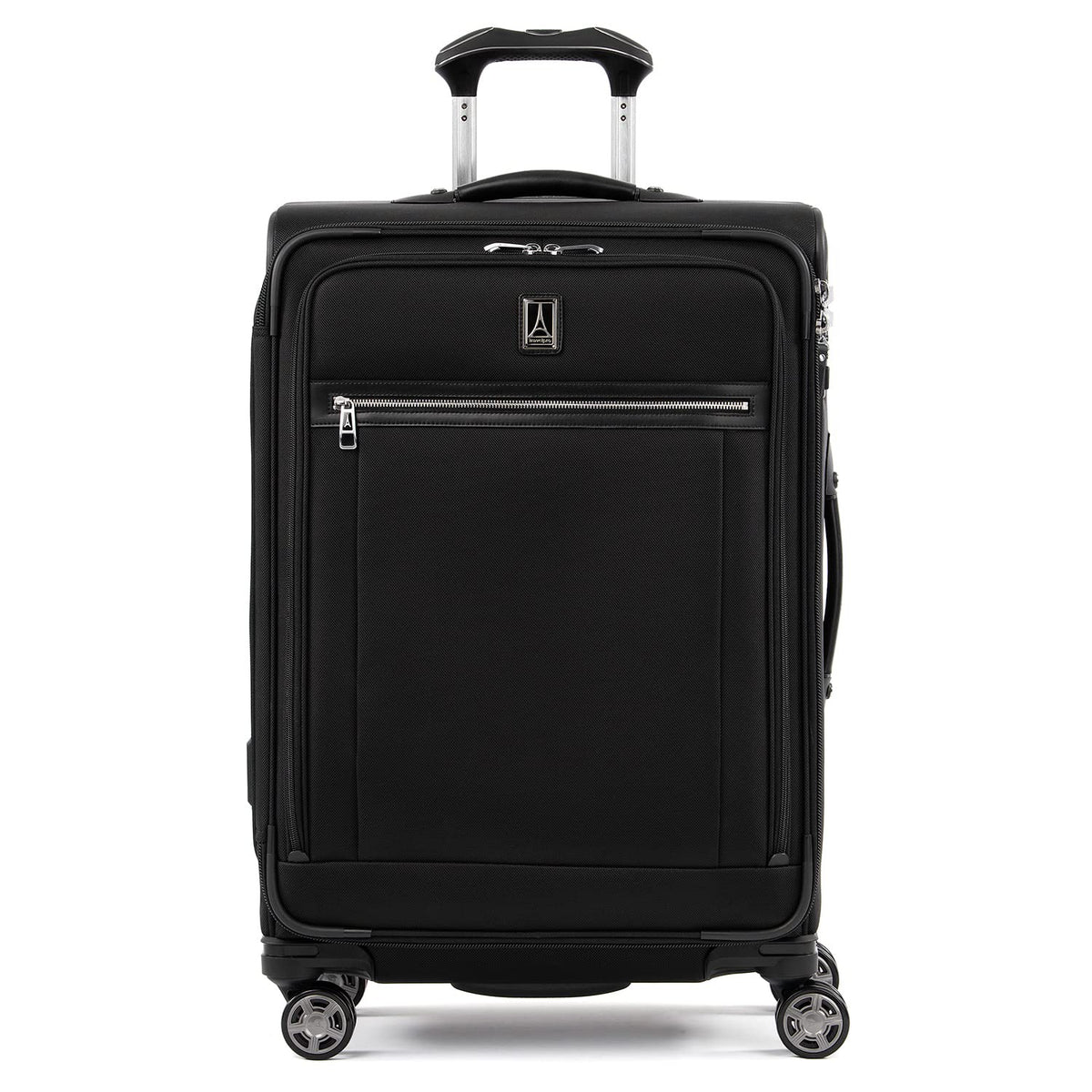 Travelpro Platinum Elite Softside Expandable Checked Luggage, 8 Wheel Spinner Large Suitcase, TSA Lock, Men and Women ( Shadow Black , Checked-Medium 25-Inch ) Shadow Black Checked Medium 25 Inch U13