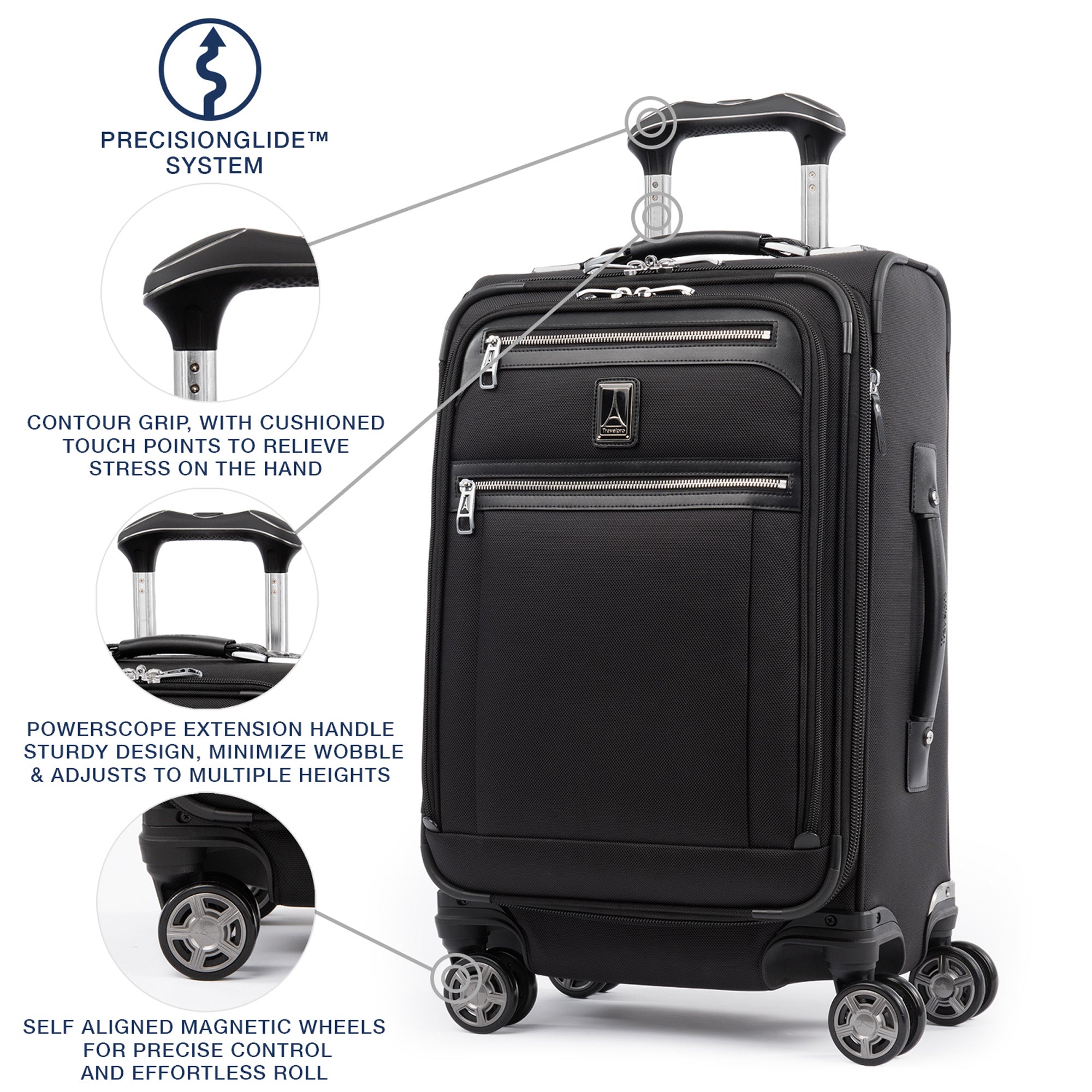 Travelpro Platinum Elite Softside Expandable Carry on Luggage, 8 Wheel Spinner Suitcase, USB Port, Suiter, Men and Women, Carry On 21-Inch ( Shadow Black , Carry-On 21-Inch ) Shadow Black Carry On 21 Inch U35