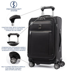 Travelpro Platinum Elite Softside Expandable Carry on Luggage, 8 Wheel Spinner Suitcase, USB Port, Suiter, Men and Women, Carry On 21-Inch ( Shadow Black , Carry-On 21-Inch ) Shadow Black Carry On 21 Inch U35