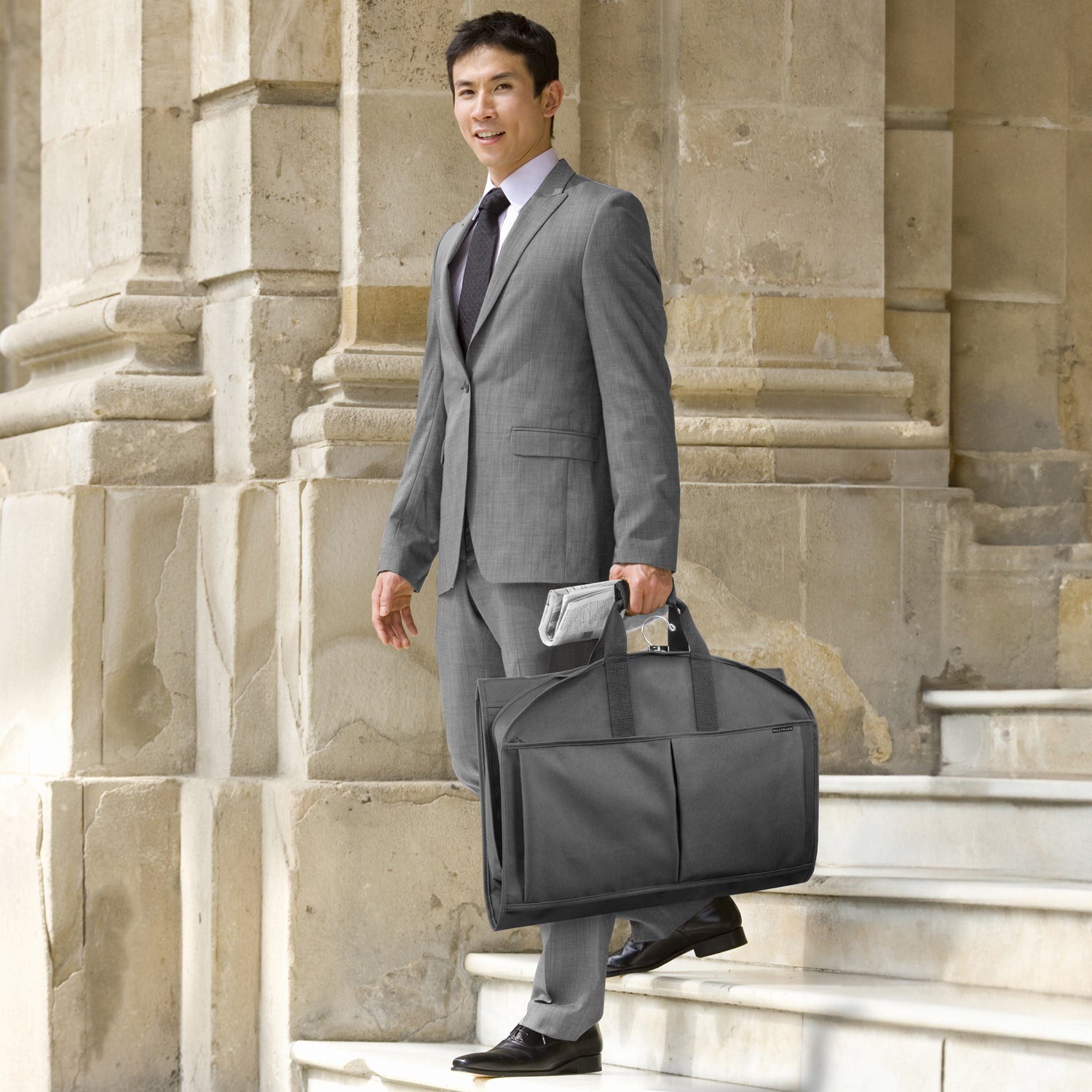 WallyBags® 48” Deluxe Tri-Fold Travel Garment Bag with three pockets ( Black , 48-inch ) Black 48 Inch U1