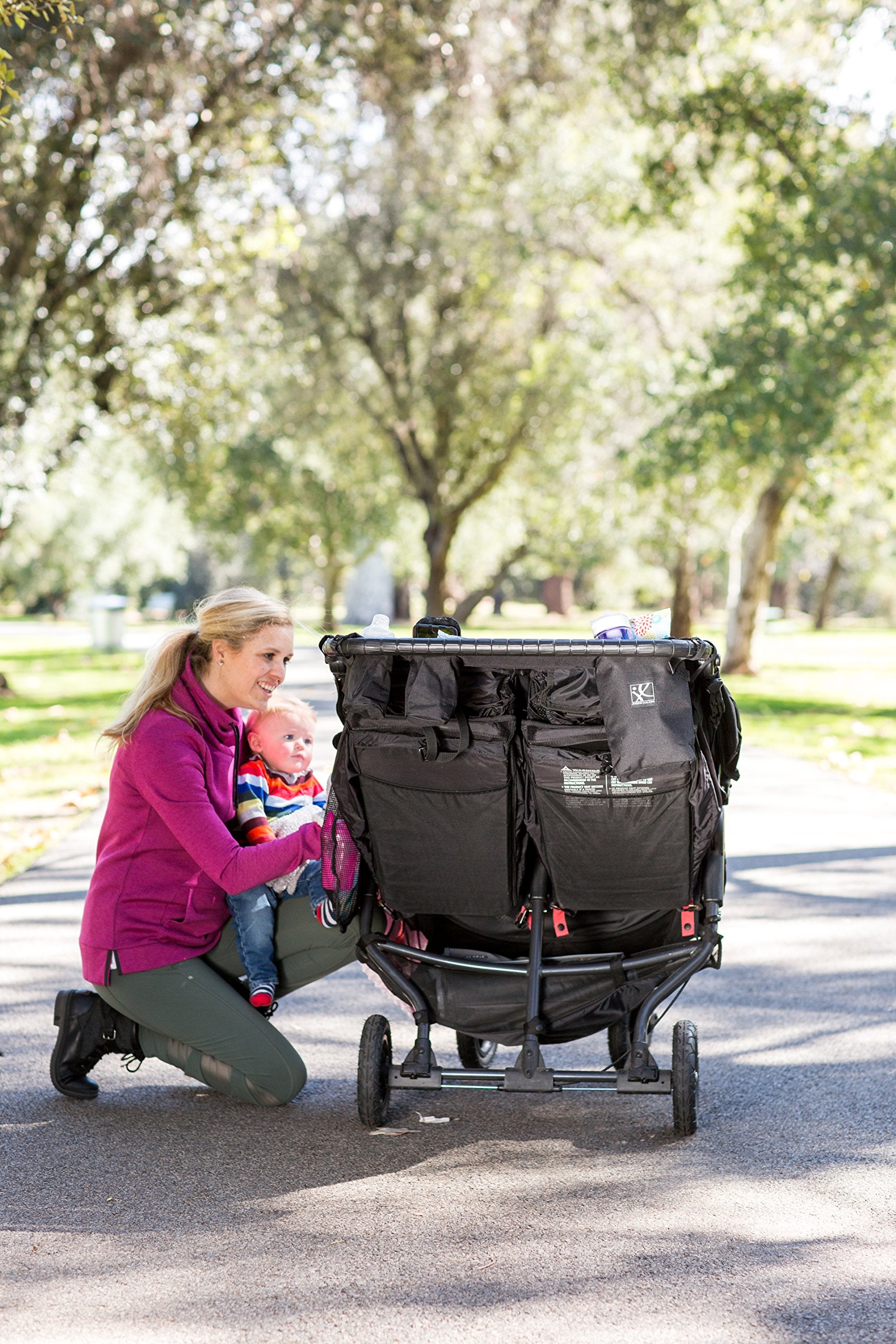 J.L. Childress DoubleCOOL, Double-Wide Insulated Stroller Accessory Organizer and Storage, Includes Cupholder, Zipper Compartments, Mesh Pockets, and Cooler ( Black , One Size ) Black One Size U1