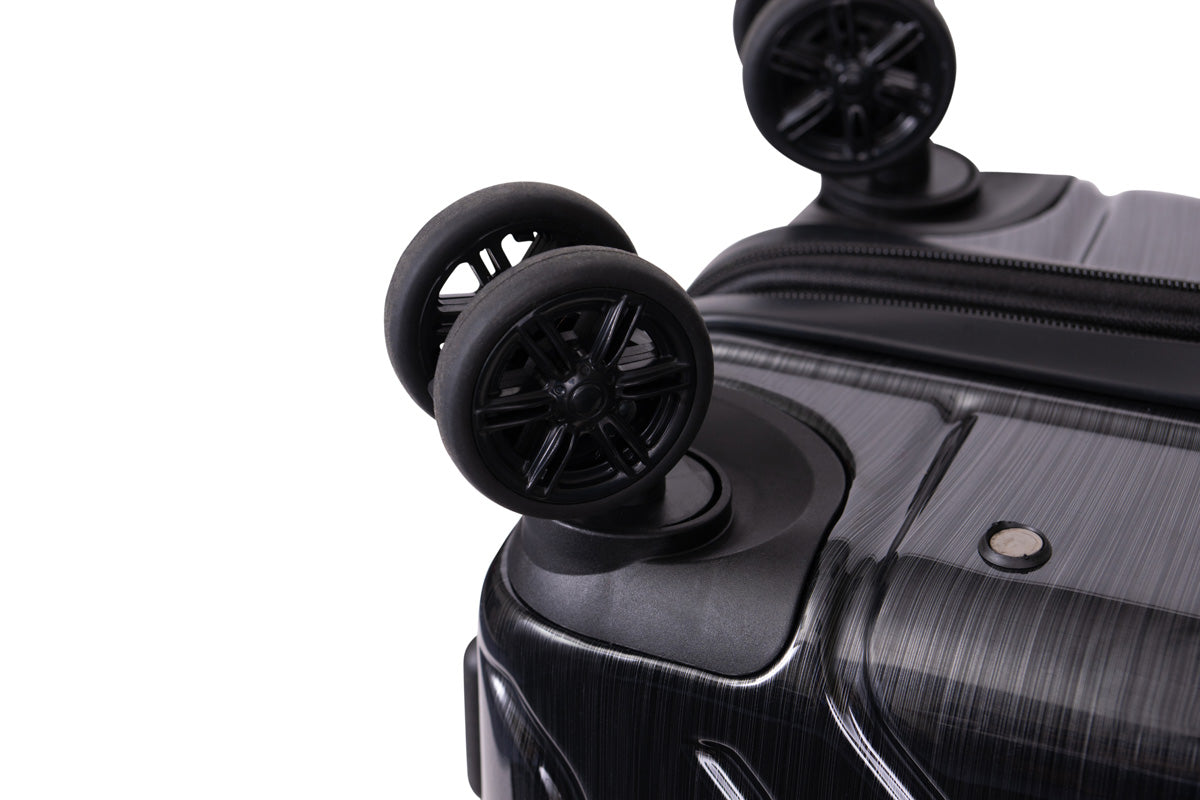 NONSTOP New York Elite Luggage Expandable Lightweight Spinner Wheels hard side shell Travel Suitcase Set, TSA Lock, Double USB Port, 3 packing cubes ( Black , Checked-Medium 24-Inch ) Black Checked Medium 24 Inch U1