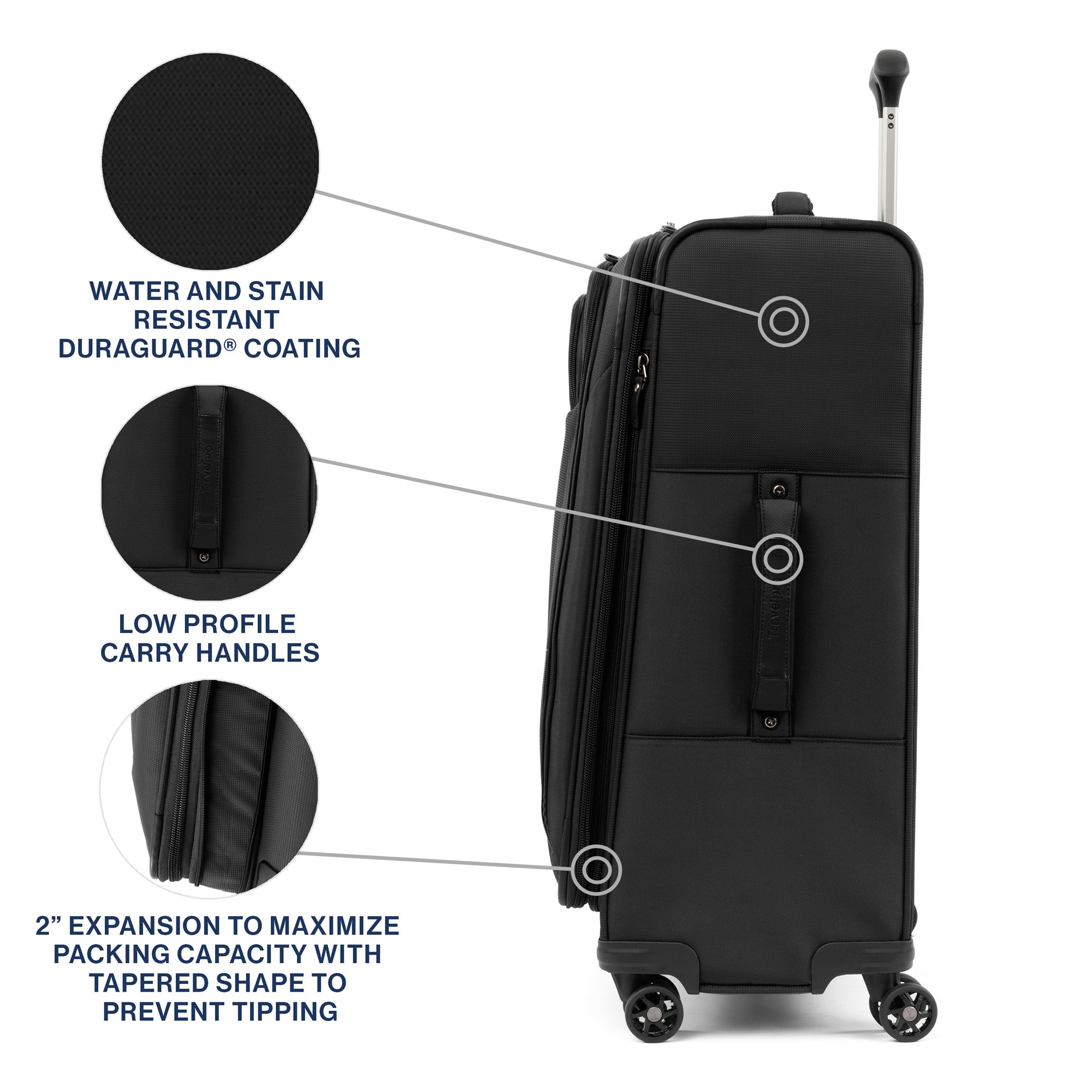 Travelpro Tourlite Softside 25" Expandable Luggage with 4 Spinner Wheels, Lightweight Suitcase, Checked Medium ( Black , Checked-Medium 25-Inch ) Black Checked Medium 25 Inch U22