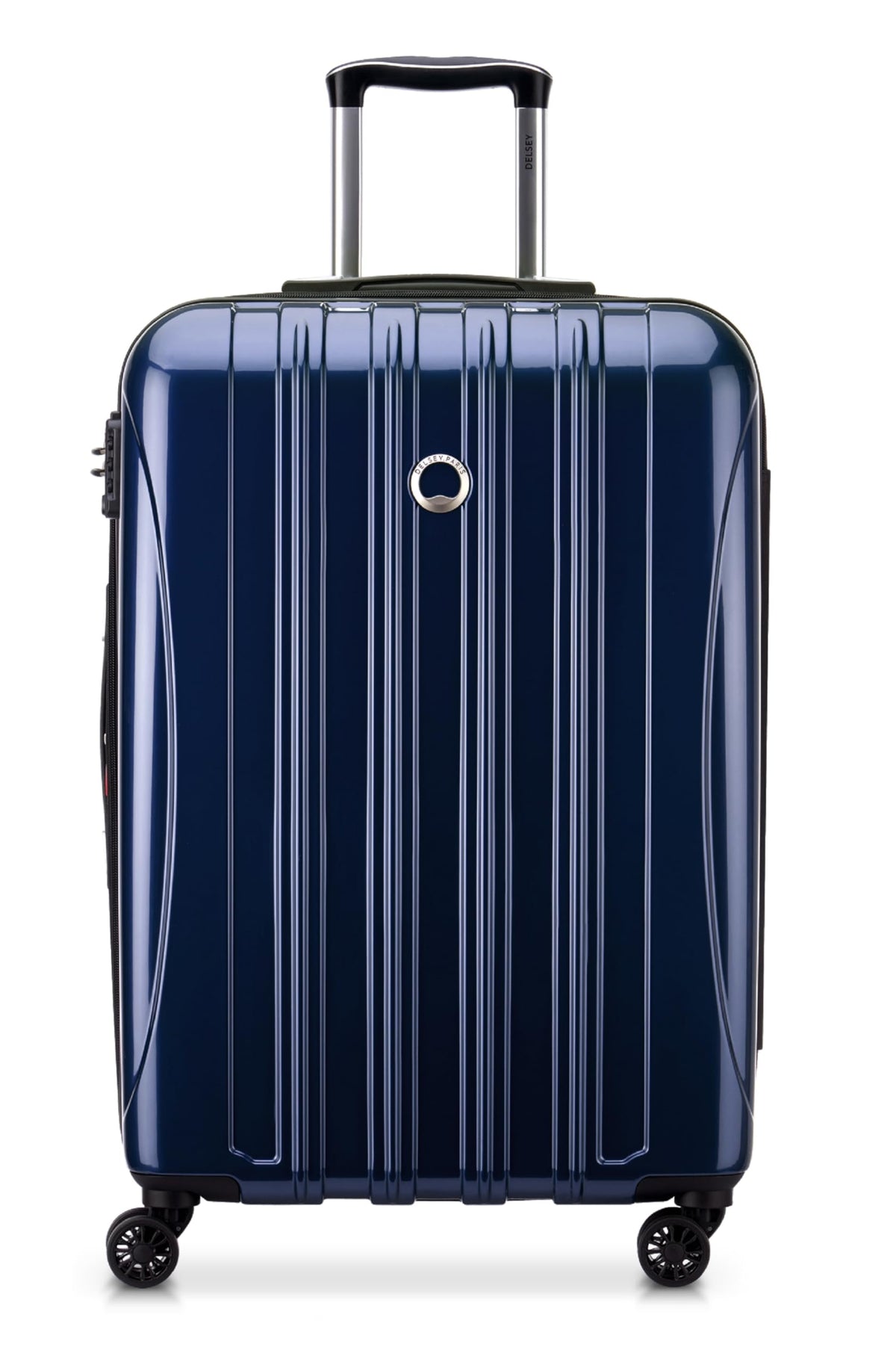 DELSEY Paris Helium Aero Hardside Expandable Luggage with Spinner Wheels ( Blue Cobalt , Checked-Medium 25 Inch ) Blue Cobalt Checked Medium 25 Inch U10