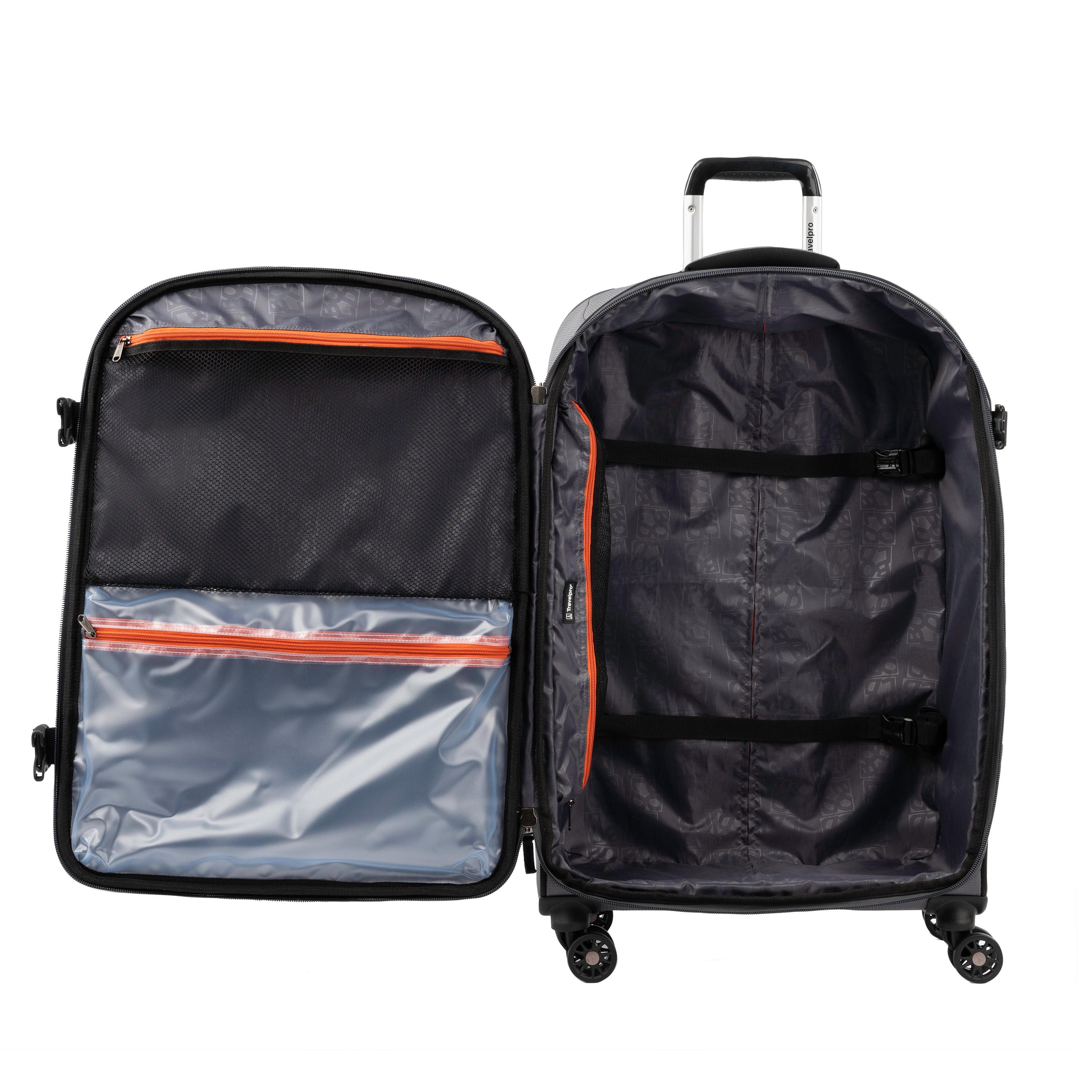 Travelpro Bold-Softside Expandable Luggage with Spinner Wheels ( Grey/Black , Checked-Medium 26-Inch ) Grey/Black Checked Medium 26 Inch U4