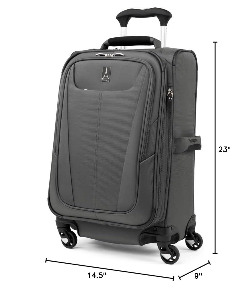 Travelpro Maxlite 5 Softside Expandable Luggage with 4 Spinner Wheels, Lightweight Suitcase, Men and Women ( Shadow Grey , Carry-on 21-Inch ) Shadow Grey Carry On 21 Inch U104
