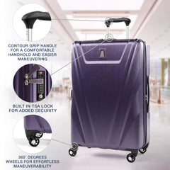 Travelpro Maxlite 5 Hardside Spinner Wheel Luggage ( Imperial Purple , Checked-Medium 25-Inch ) Imperial Purple Checked Medium 25 Inch U3