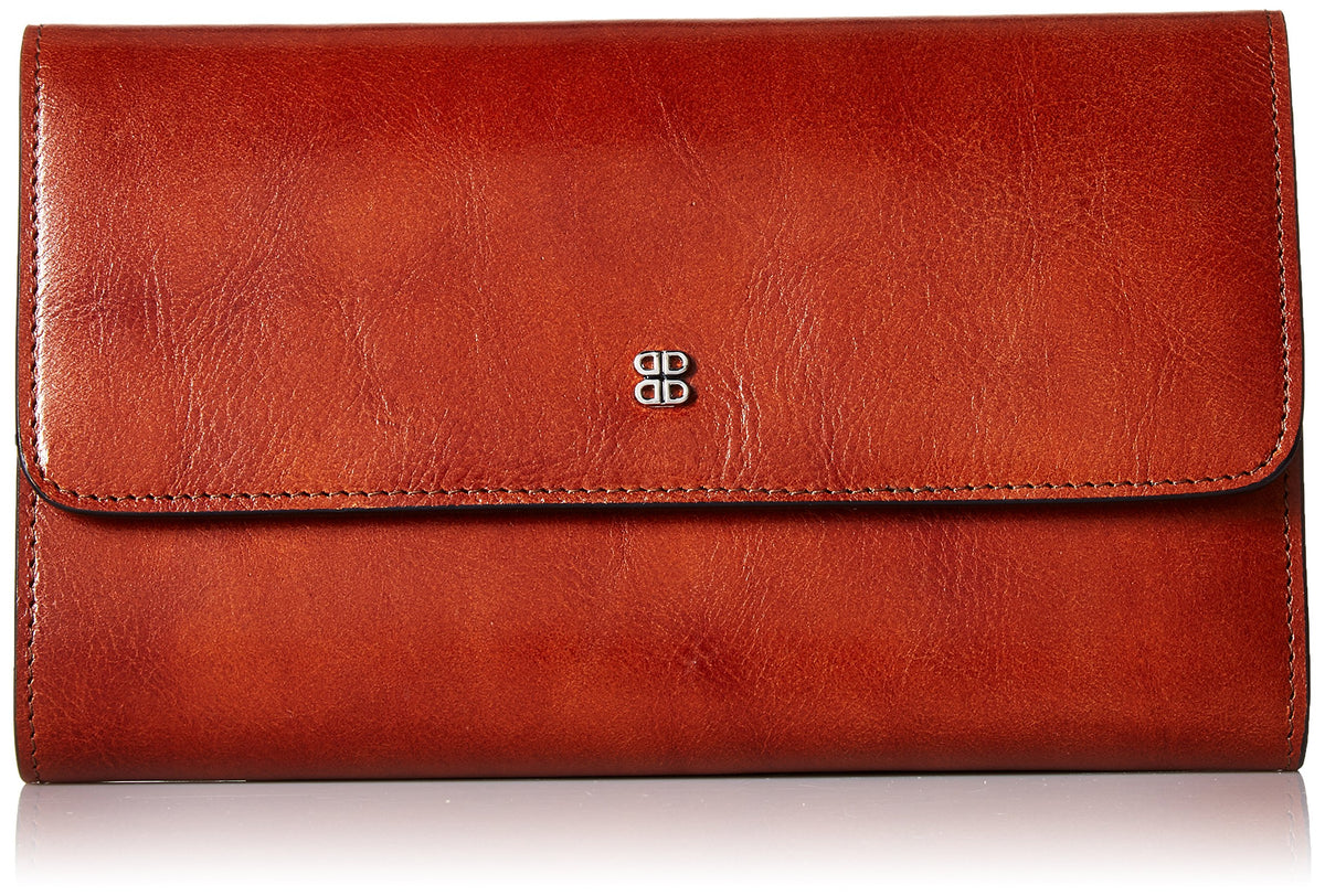 Bosca Womens Old Leather Framed Checkbook Clutch Wallet Amber One Size U3
