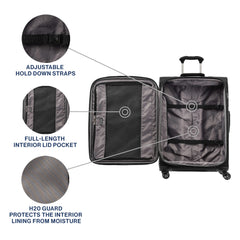Travelpro Tourlite Softside 25" Expandable Luggage with 4 Spinner Wheels, Lightweight Suitcase, Checked Medium ( Black , Checked-Medium 25-Inch ) Black Checked Medium 25 Inch U22