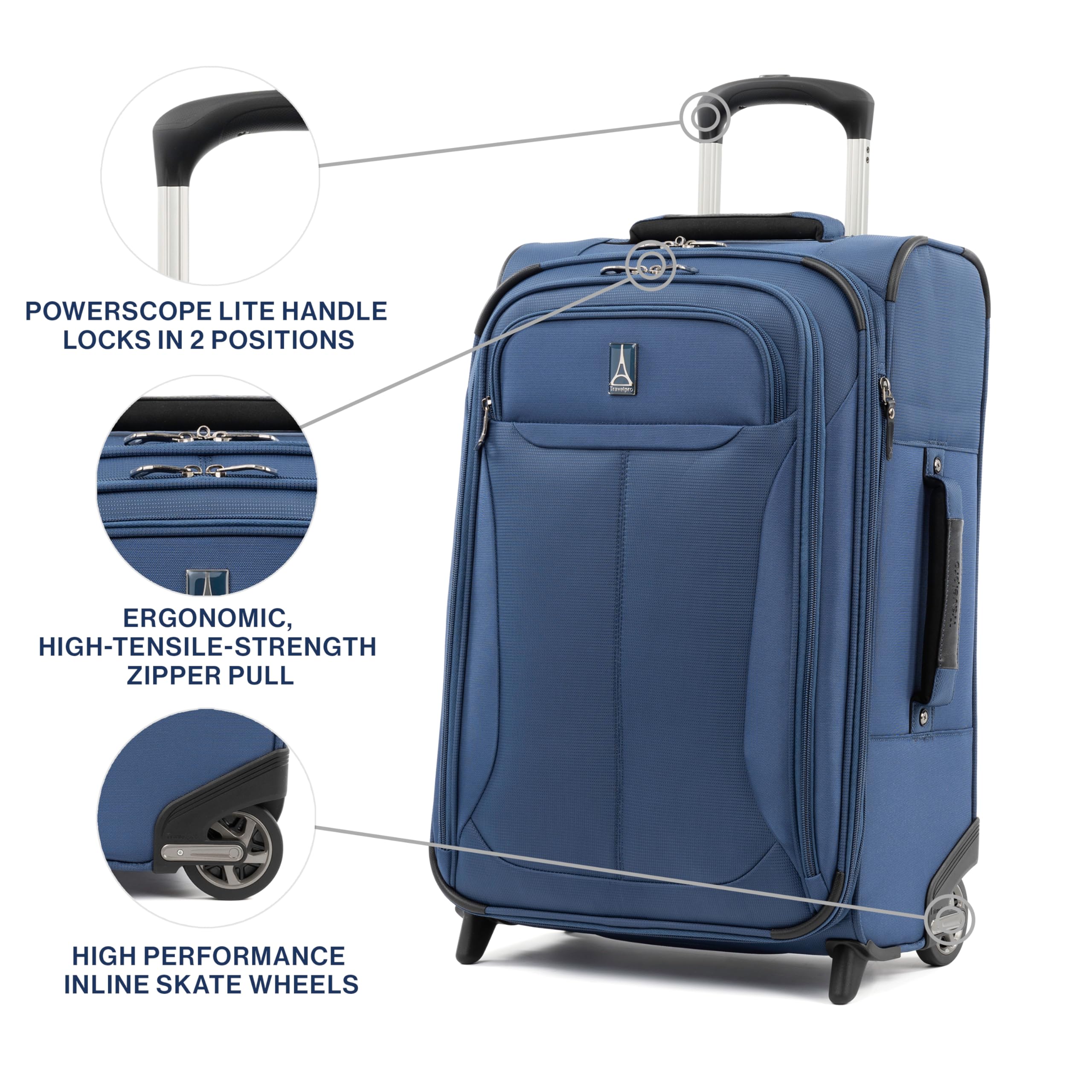 Travelpro Tourlite Softside 22" Expandable Carry-On Rollaboard (2-Wheel) Lightweight Luggage ( Blue , Carry-on 22-Inch ) Blue Carry On 22 Inch U13