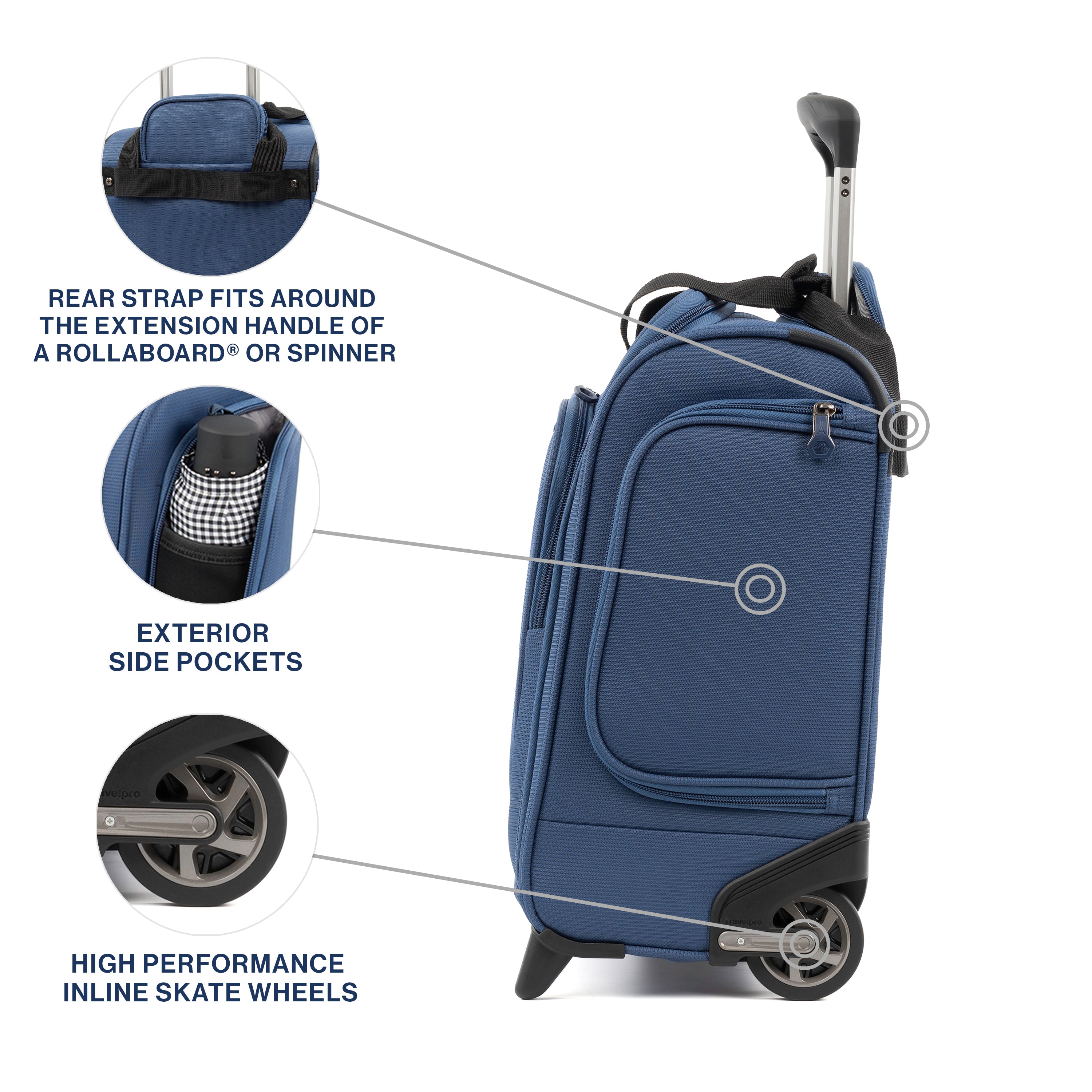 Travelpro Tourlite Softside Lightweight Rolling Underseat Compact Carry-On Upright 2 Wheel Bag, Men and Women, 15-Inch ( Blue , One Size ) Blue One Size U17