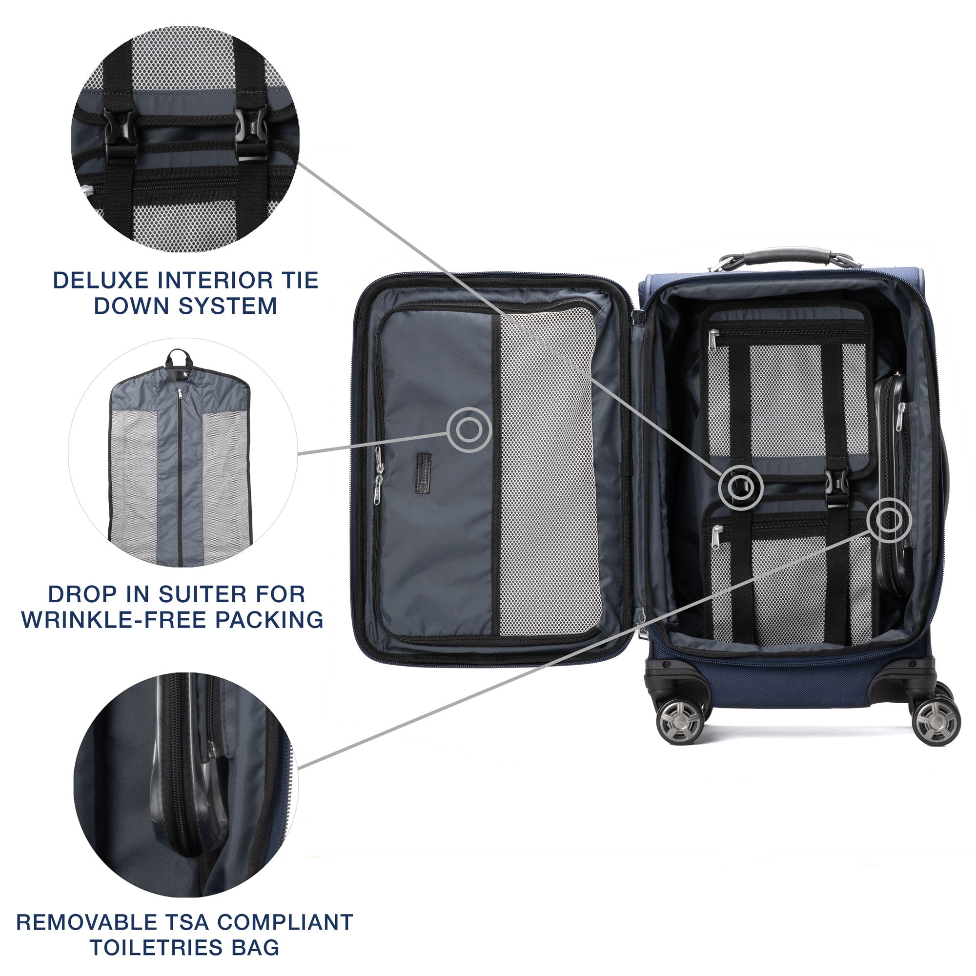 Travelpro Platinum Elite Softside Expandable Carry on Luggage, 8 Wheel Spinner Suitcase, USB Port, Suiter, Men and Women, Carry On 21-Inch ( Dark Blue , Carry-On 21-Inch ) Dark Blue Carry On 21 Inch U14