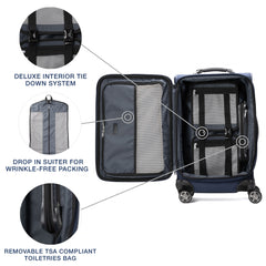 Travelpro Platinum Elite Softside Expandable Carry on Luggage, 8 Wheel Spinner Suitcase, USB Port, Suiter, Men and Women, Carry On 21-Inch ( Dark Blue , Carry-On 21-Inch ) Dark Blue Carry On 21 Inch U14
