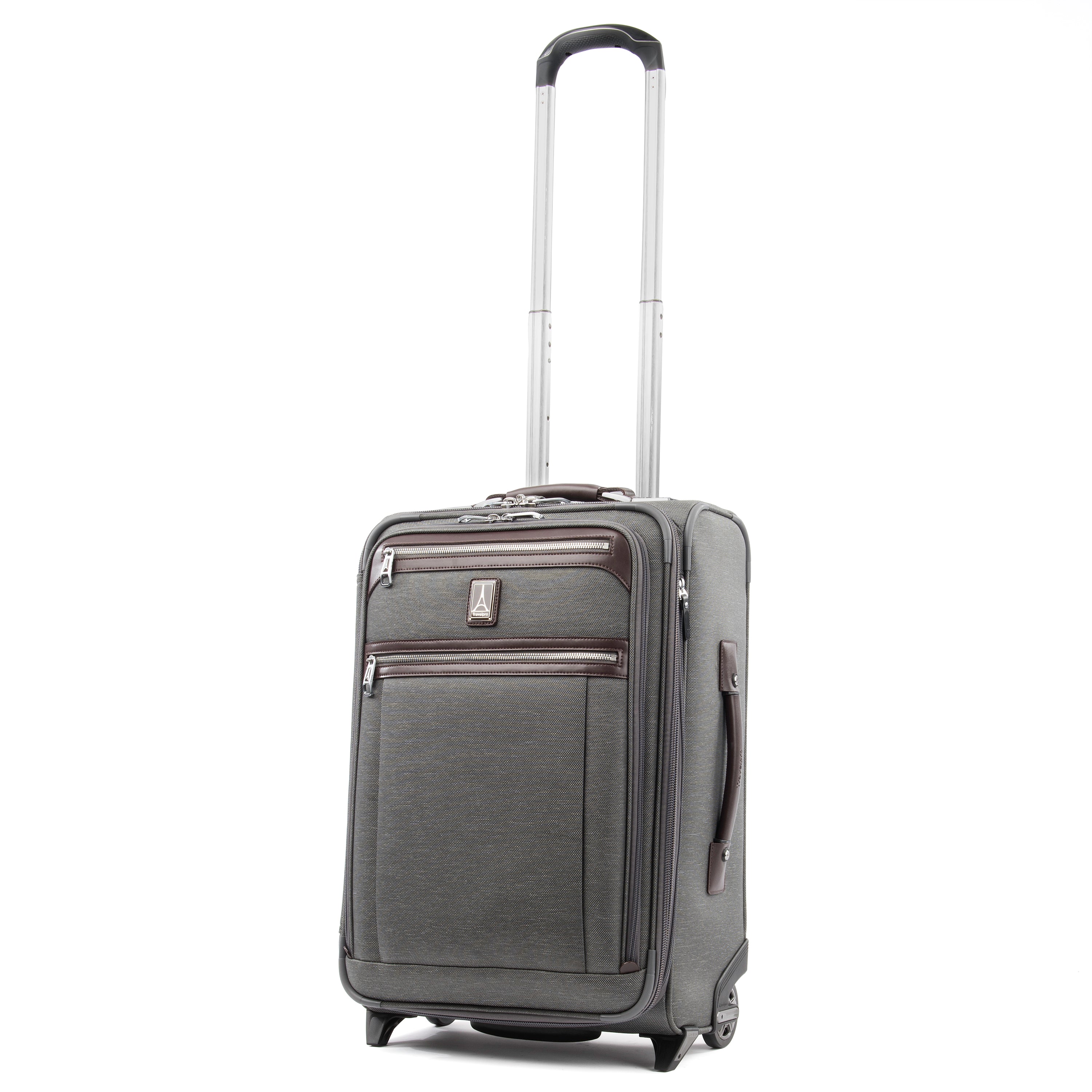 Travelpro Platinum Elite Softside Expandable Luggage, 2 Wheel Upright Suitcase, USB Port, Men and Women Vintage Grey Carry On 22 Inch U5