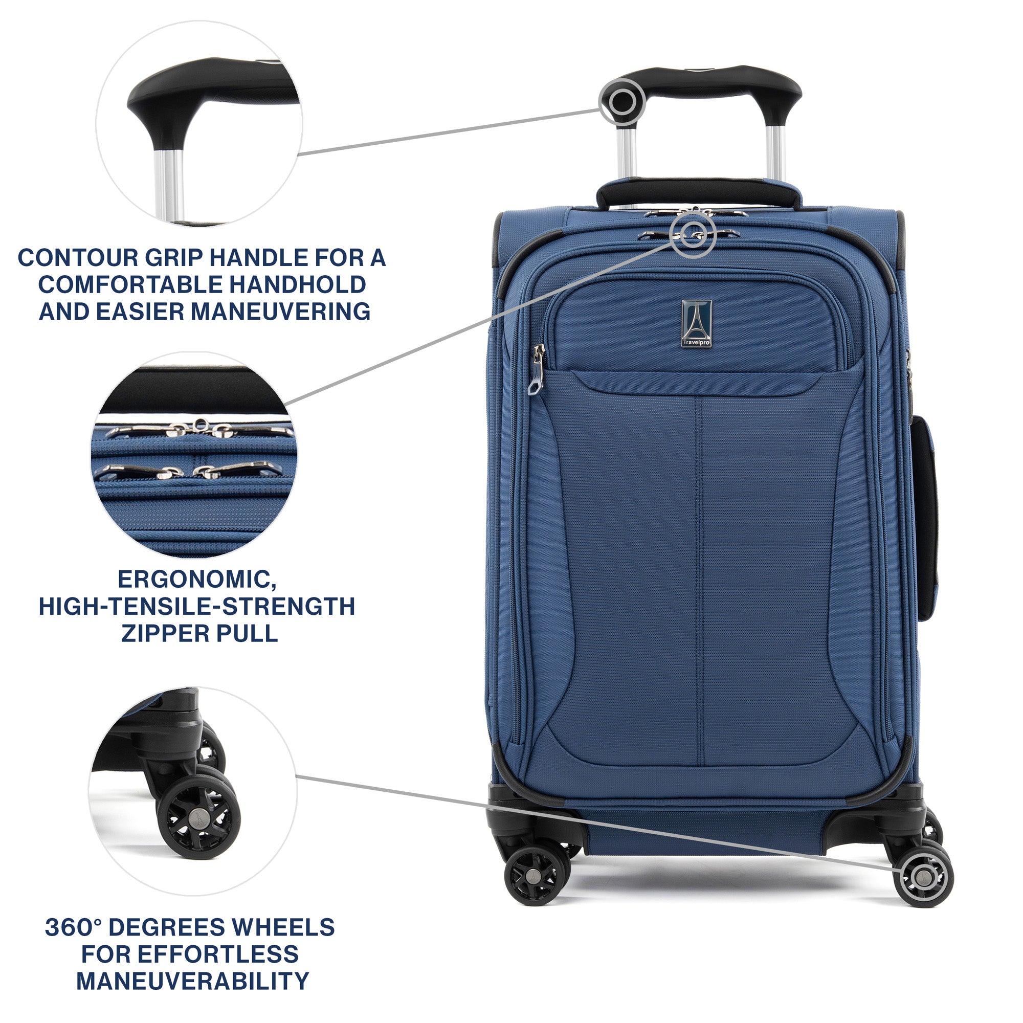 Travelpro Tourlite Softside 21" Expandable Luggage with 4 Spinner Wheels, Lightweight Suitcase, Carry-On ( Blue , Carry-On 21-Inch ) Blue Carry On 21 Inch U54