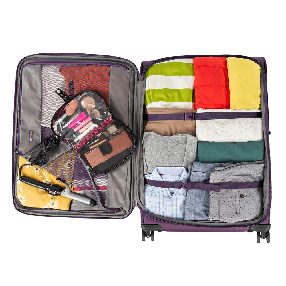 Travelpro Tourlite Softside Expandable Luggage with 4 Spinner Wheels, Lightweight Suitcase, Men and Women ( Deep Purple , Checked-Large 29-Inch ) Deep Purple Checked Large 29 Inch U2