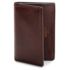 Bosca | Men’s 2 Pocket Card Case Wallet w/I.D. Window in Dolce Italian Leather ( Dark Brown , One Size ) Dark Brown One Size U2