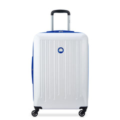 Delsey Paris Christine Hardside Expandable Luggage with Spinner Wheels ( White with Blue Trim , Checked-Medium 24 Inch ) White with Blue Trim Checked Medium 24 Inch U1