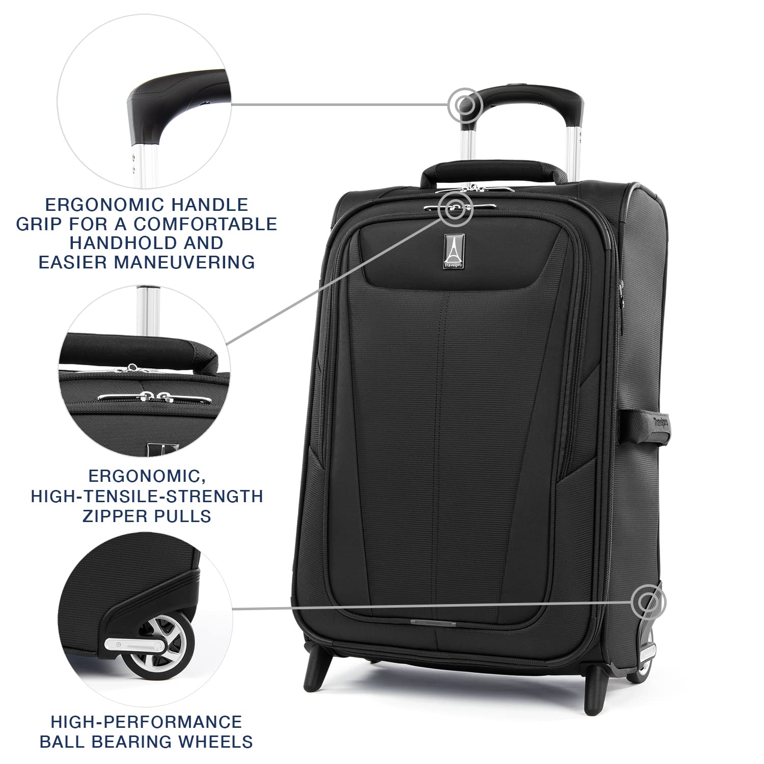 Travelpro Maxlite 5 Softside Expandable Upright 2 Wheel Luggage, Lightweight Suitcase, Men and Women ( Black , Carry-on 22-Inch ) Black Carry On 22 Inch U76