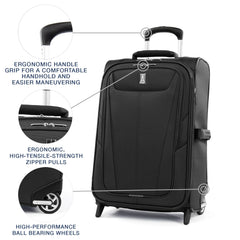Travelpro Maxlite 5 Softside Expandable Upright 2 Wheel Luggage, Lightweight Suitcase, Men and Women ( Black , Carry-on 22-Inch ) Black Carry On 22 Inch U62