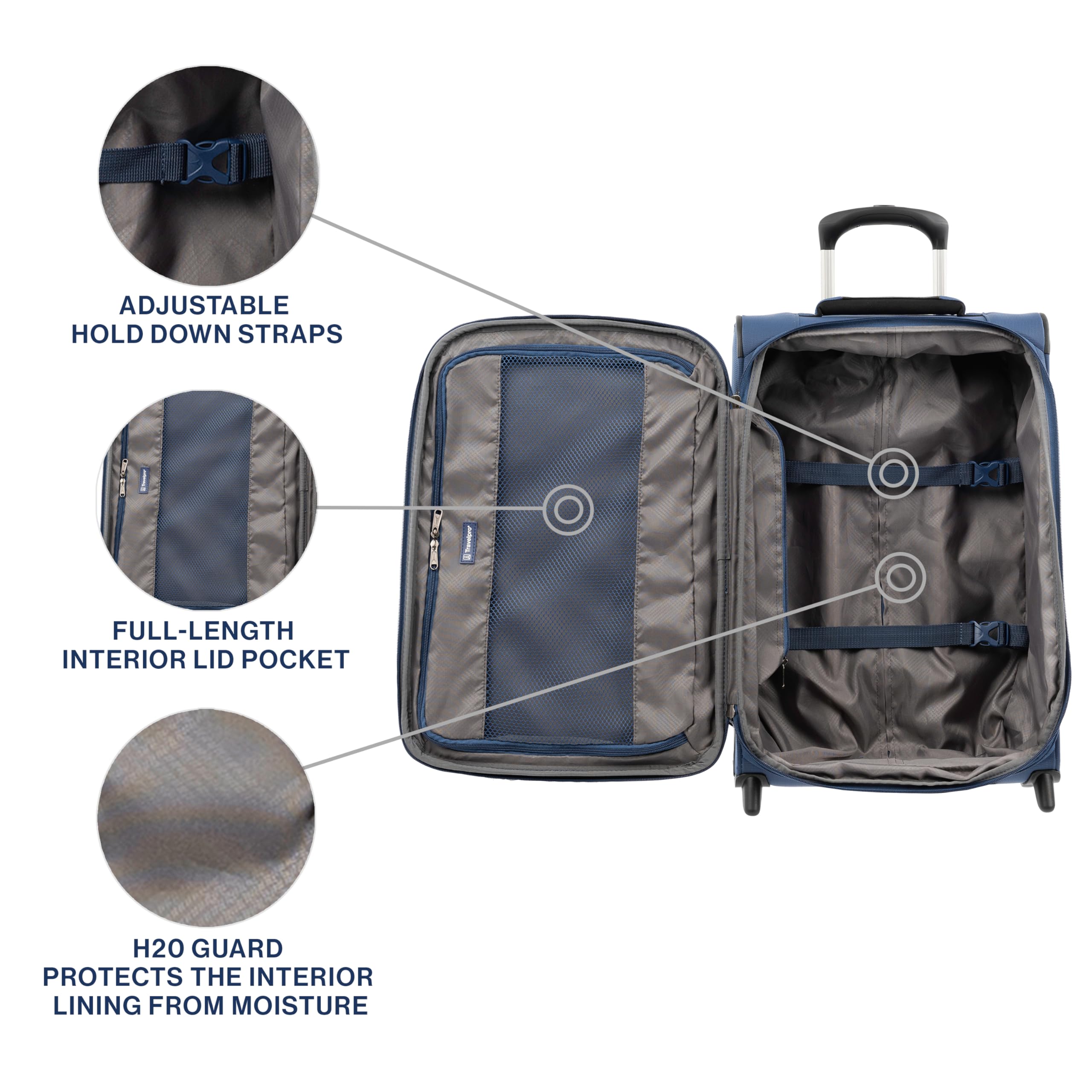 Travelpro Tourlite Softside Expandable Upright 2 Wheel Luggage, Lightweight Suitcase, Men and Women ( Blue , Carry-on 22-Inch ) Blue Carry On 22 Inch U5