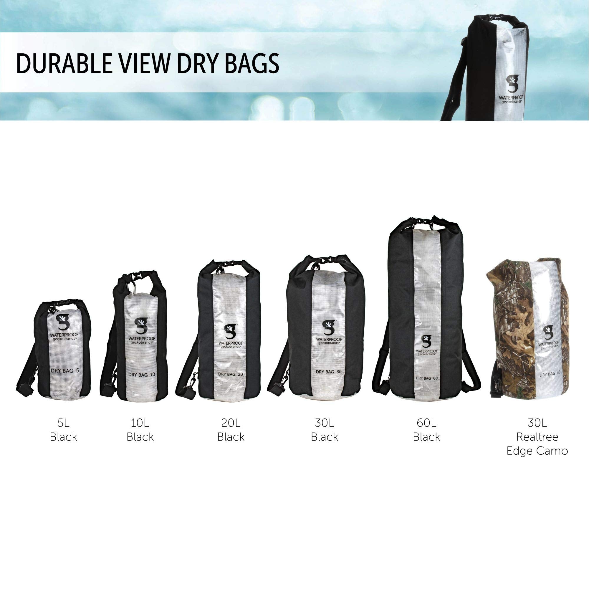 Geckobrands Durable View Dry Bag ( Black - 20L , 20L ) Black - 20L 20 L U1