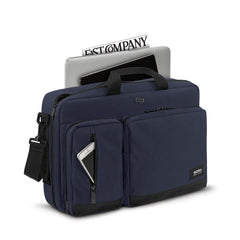 Solo New York Duane Hybrid Briefcase 15.6” Laptop Bag w/ Tablet Pocket, Removable Shoulder Strap and Hideaway Backpack Straps ( Navy , One Size ) Navy One Size U1