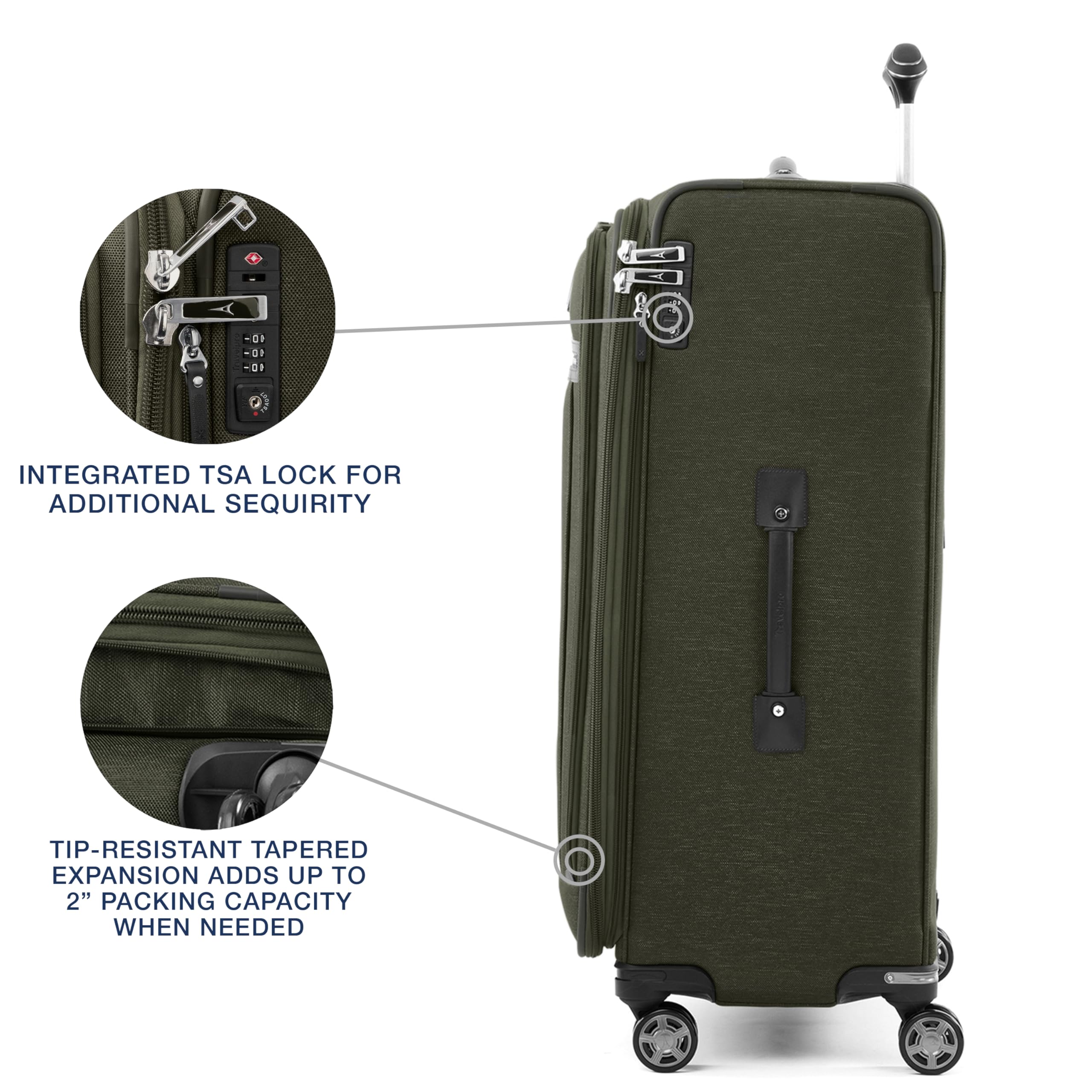 Travelpro Platinum Elite Softside Expandable Checked Luggage, 8 Wheel Spinner Large Suitcase, TSA Lock, Men and Women ( Pilot Green , Checked-Large 29-Inch ) Pilot Green Checked Large 29 Inch U1