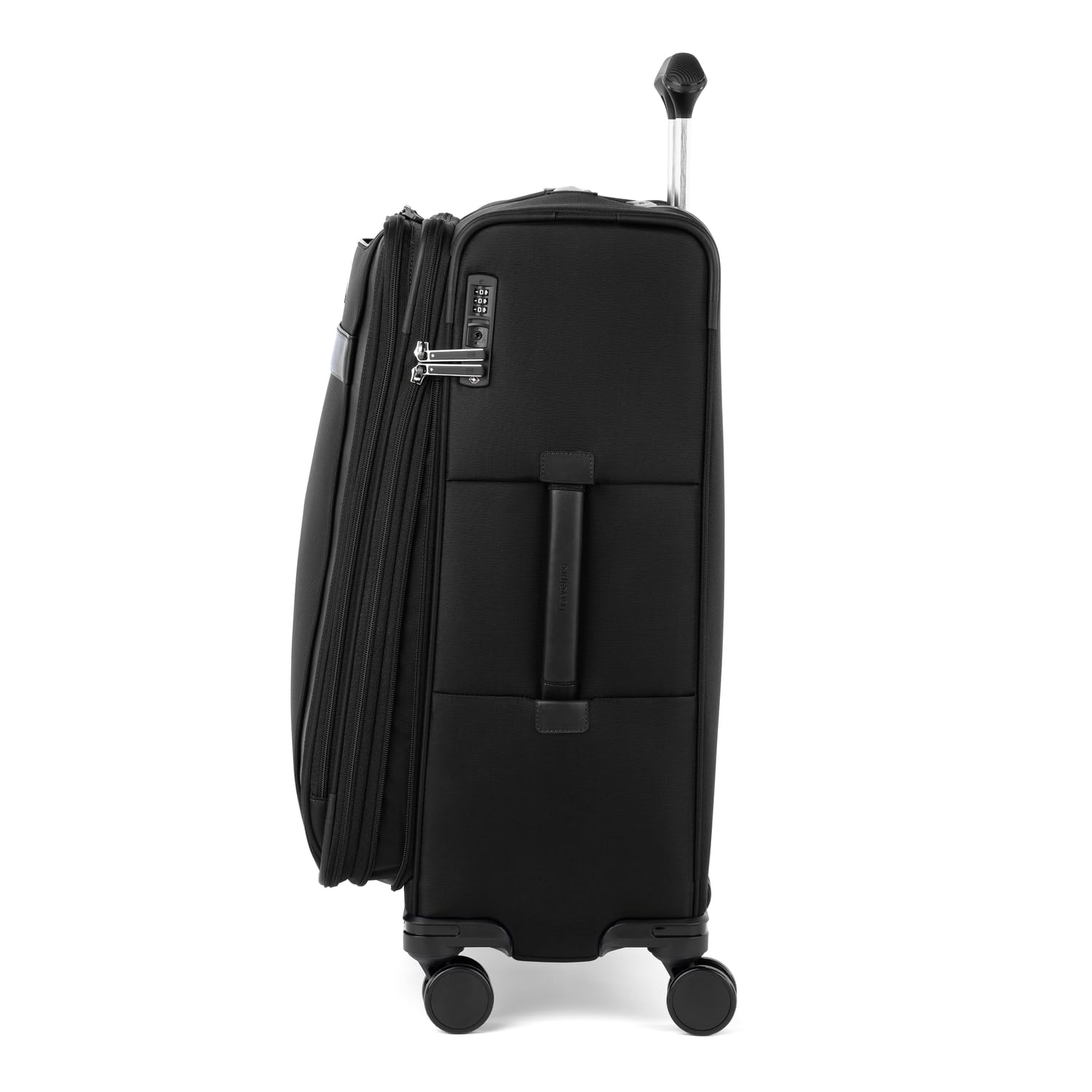 Travelpro Versapack + Lightweight Softside Expandable Checked Luggage, 8 Spinner Suitcase, TSA Lock, Men and Women ( Black , Checked Medium 25-Inch ) Black Checked Medium 25 Inch U1