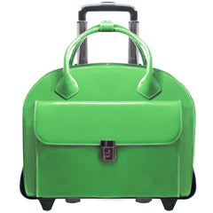 McKlein USA Glen Ellyn 15.4" Leather Wheeled Ladies' Laptop Briefcase ( Green , One Size ) Green One Size U2