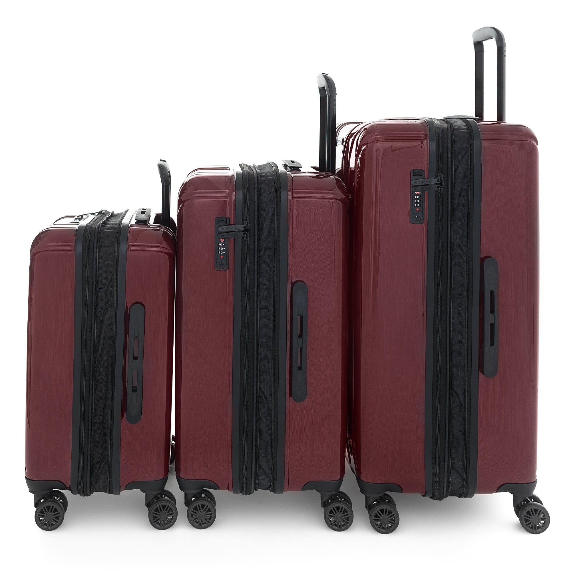 NONSTOP New York Elite Luggage Expandable Lightweight Spinner Wheels hard side shell Travel Suitcase Set, TSA Lock, Double USB Port, 3 packing cubes ( Cabernet , 6-Piece Set ) Cabernet 6 Piece Set U1