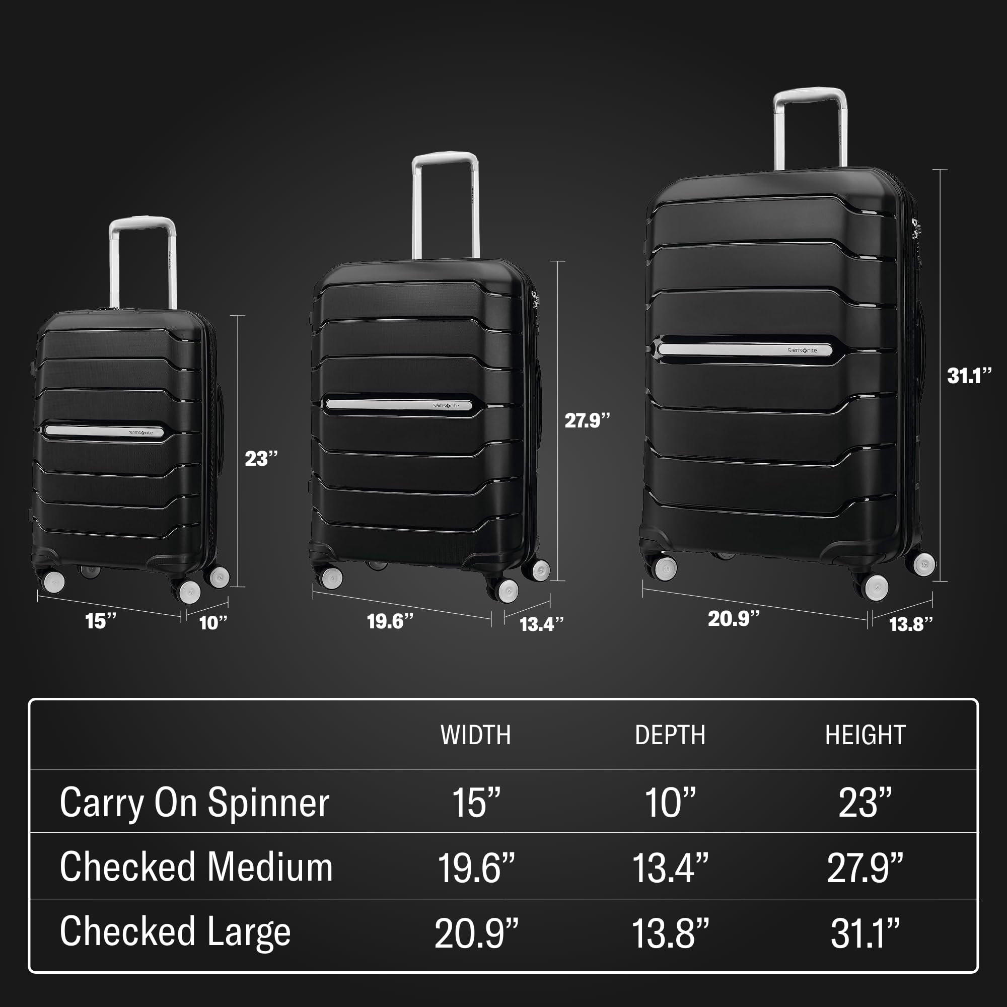 Samsonite Freeform Hardside Expandable with Double Spinner Wheels ( Black , Checked-Large Spinner ) Black Checked Large Spinner U36