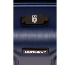 NONSTOP NEW YORK Luggage Expandable Spinner Wheels hard side shell Travel Suitcase Lightweight, TSA Lock, Double USB Port ( Navy , Checked-Medium 24-Inch ) Navy Checked Medium 24 Inch U8