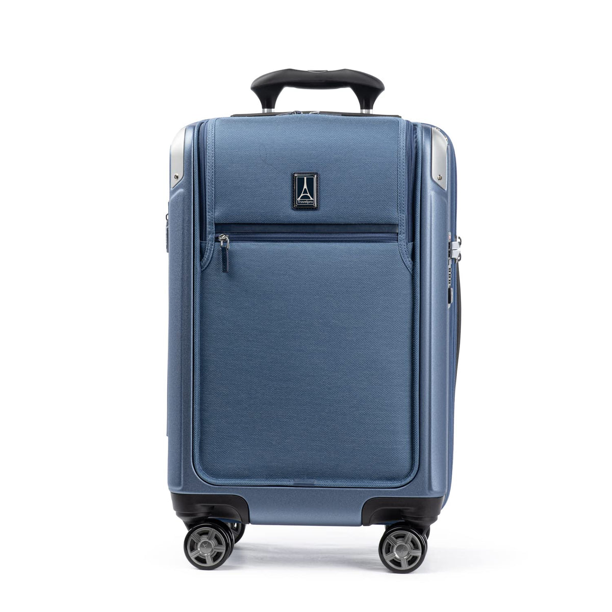 Travelpro Platinum Elite Hardside Expandable Spinner Wheel Luggage TSA Lock Hard Shell Polycarbonate Suitcase ( Dark Sky Blue , Carry-on with Laptop Pocket 21-Inch ) Dark Sky Blue Carry On With Laptop Pocket 21 Inch U2