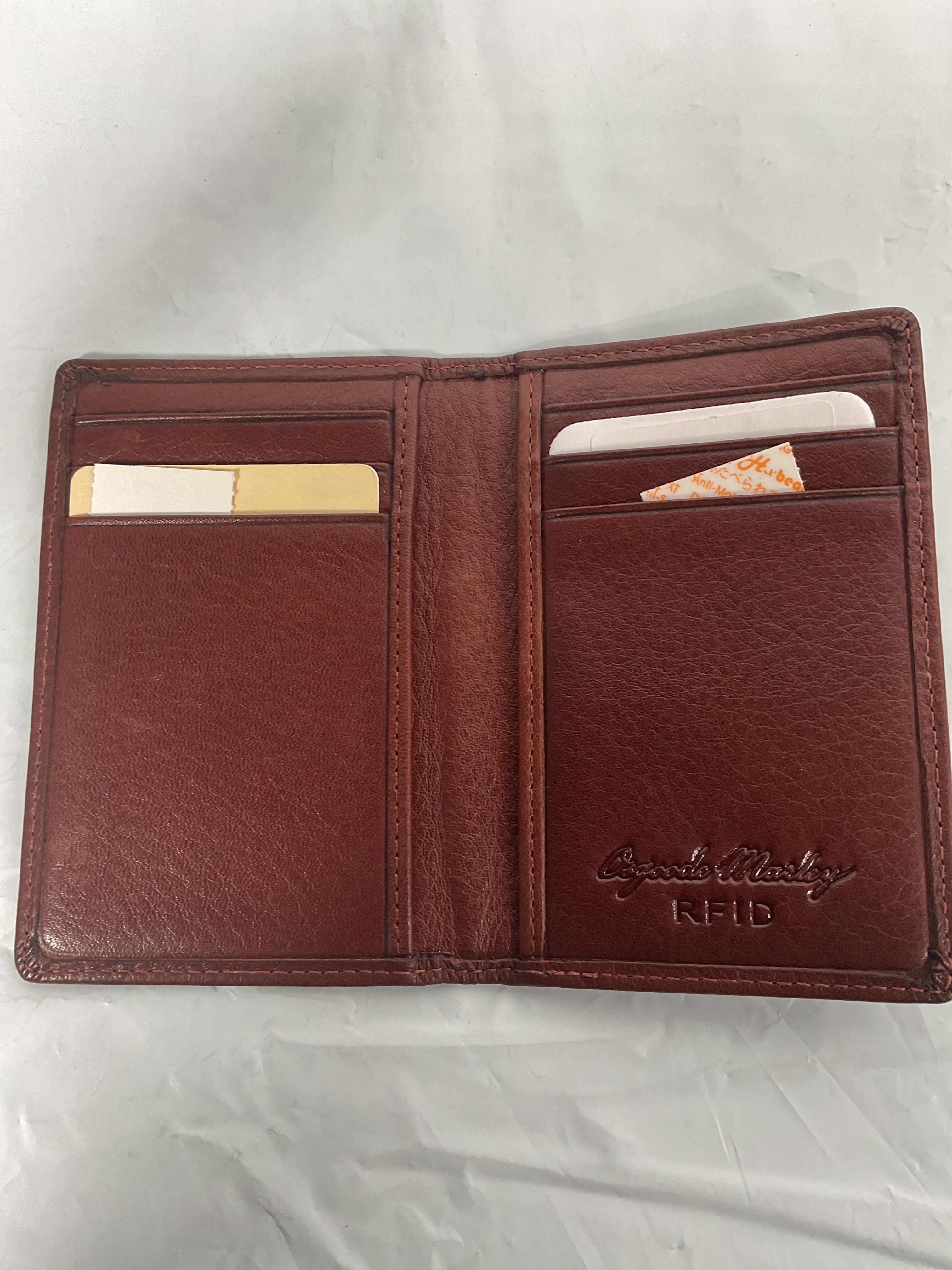 Osgoode Marley Cashmere Leather RFID Blocking 8 Pocket Card Case Wallet - Brandy Brandy small U1
