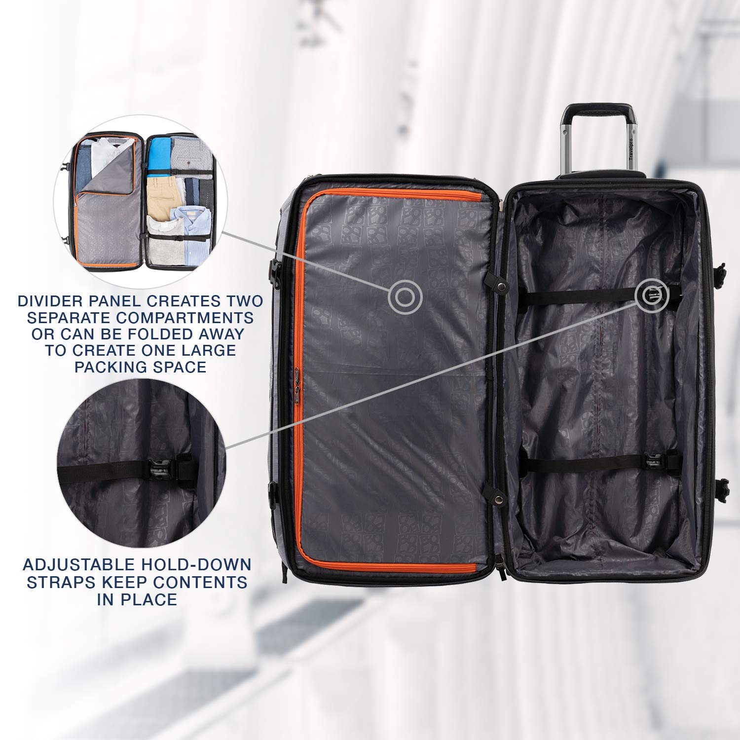 Travelpro Bold Drop Bottom Wheeled Rolling Duffel Bag Grey/Black 30 Inch U2