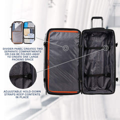 Travelpro Bold Drop Bottom Wheeled Rolling Duffel Bag Grey/Black 30 Inch U2
