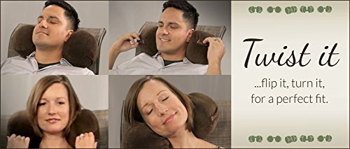 Kuhi Comfort Original Travel Pillow 2 Luxurious Cushions that Cradle Your Head on the Sides Comes in Convenient Carry Case ( Brown , One Size ) Brown One Size U4
