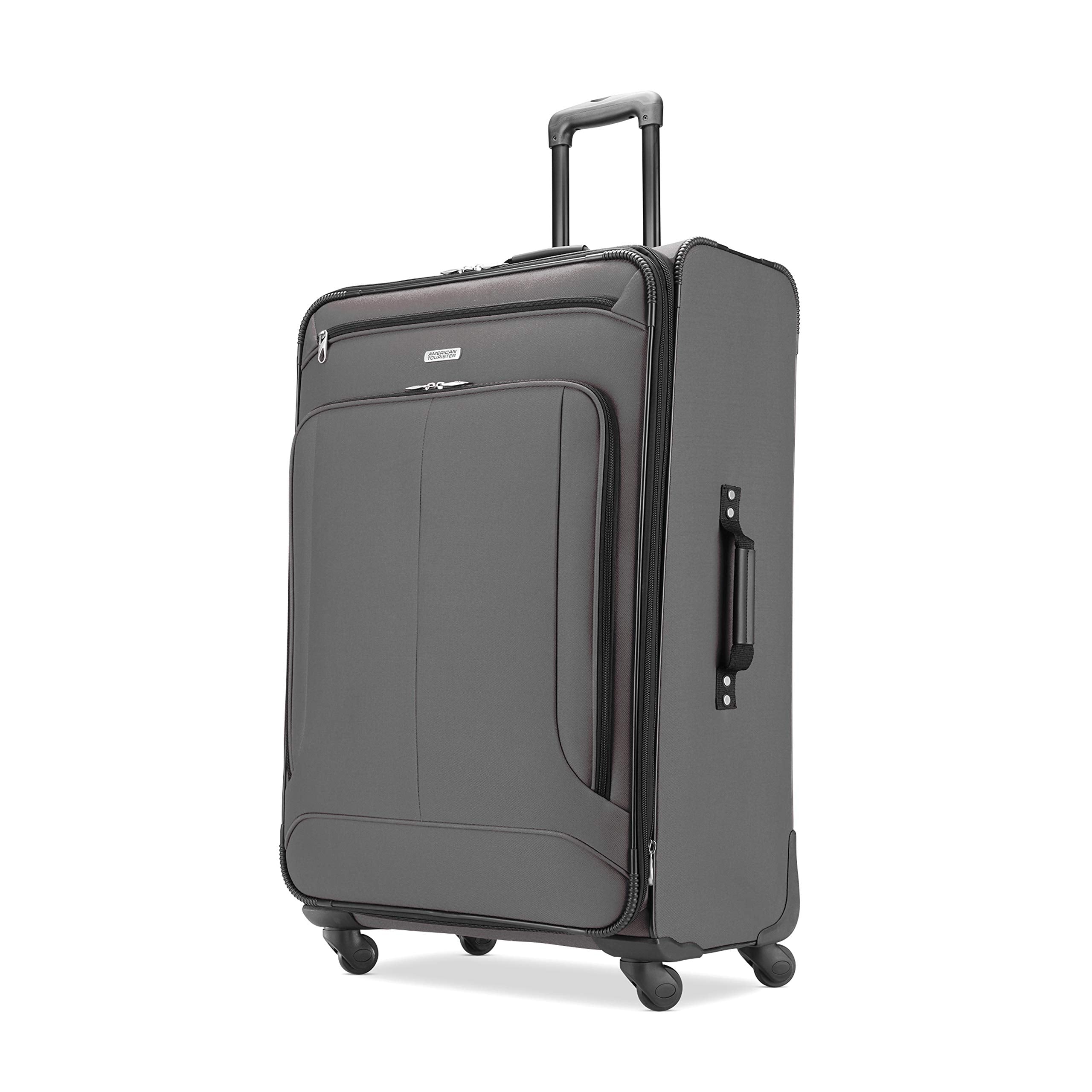 American Tourister Pop Max Softside Luggage with Spinner Wheels ( Charcoal , 3-Piece Set (21/25/29) ) Charcoal 3 Piece Set 21 25 29 U11