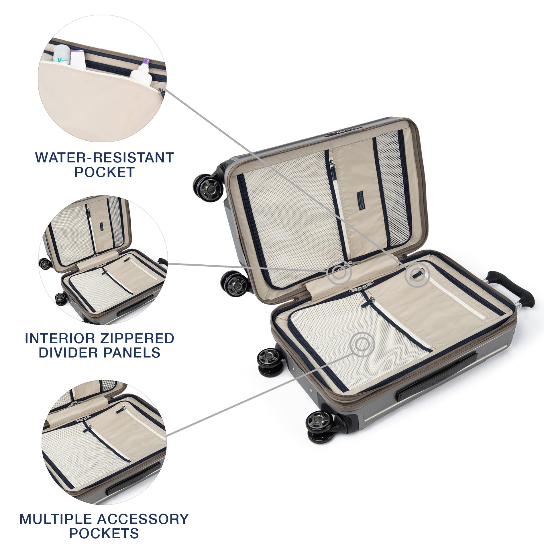 Travelpro Platinum Elite Hardside Expandable Spinner Wheel Luggage TSA Lock Hard Shell Polycarbonate Suitcase ( Metallic Sand , Carry-on 21-Inch ) Metallic Sand Carry On 21 Inch U3