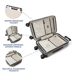 Travelpro Platinum Elite Hardside Expandable Spinner Wheel Luggage TSA Lock Hard Shell Polycarbonate Suitcase ( Metallic Sand , Carry-on 21-Inch ) Metallic Sand Carry On 21 Inch U3