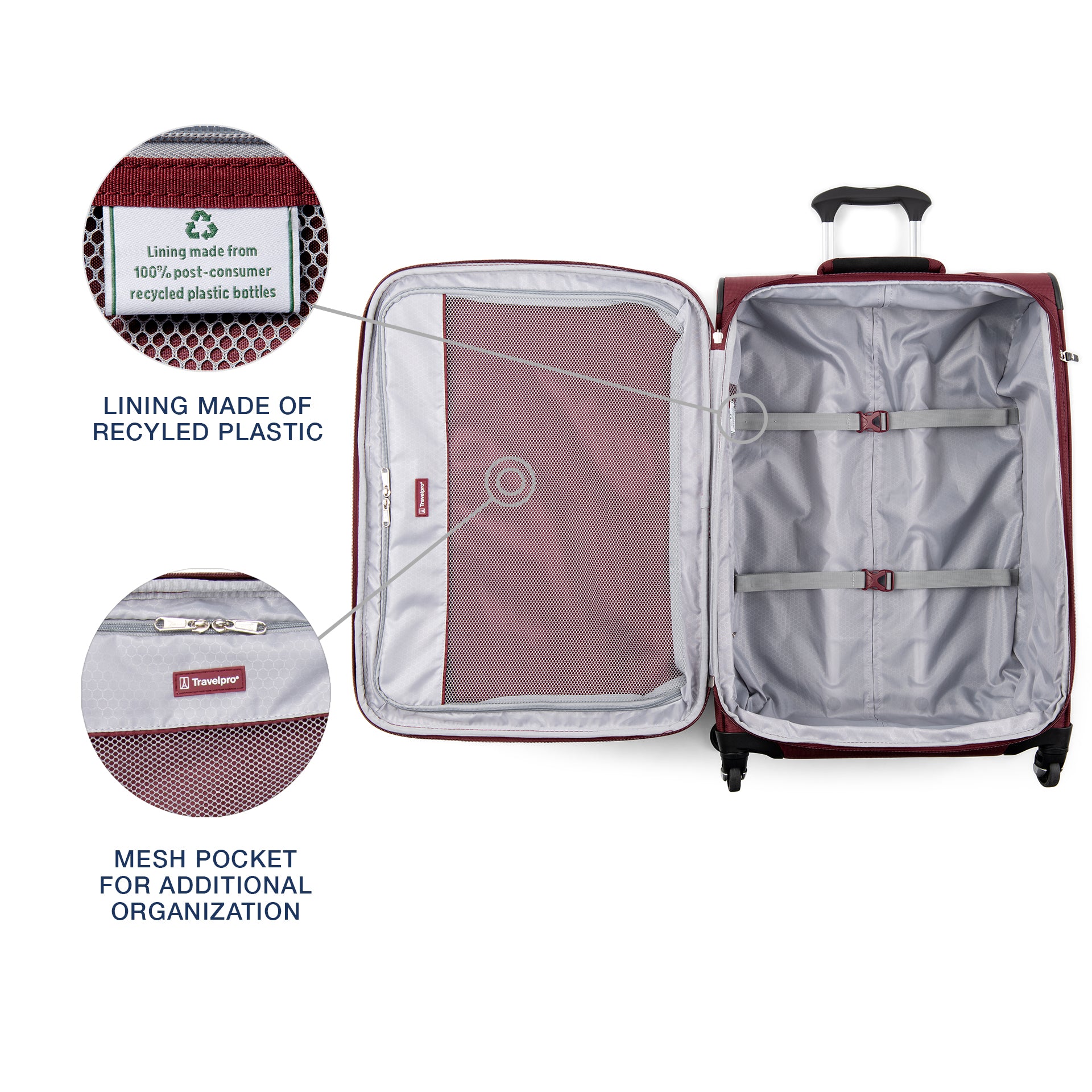 Travelpro Maxlite 5 Softside Expandable Luggage with 4 Spinner Wheels, Lightweight Suitcase, Men and Women Burgundy Checked Medium 25 Inch U13