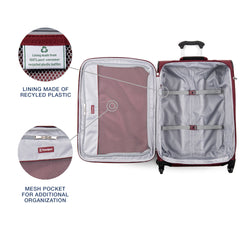 Travelpro Maxlite 5 Softside Expandable Luggage with 4 Spinner Wheels, Lightweight Suitcase, Men and Women Burgundy Checked Medium 25 Inch U13