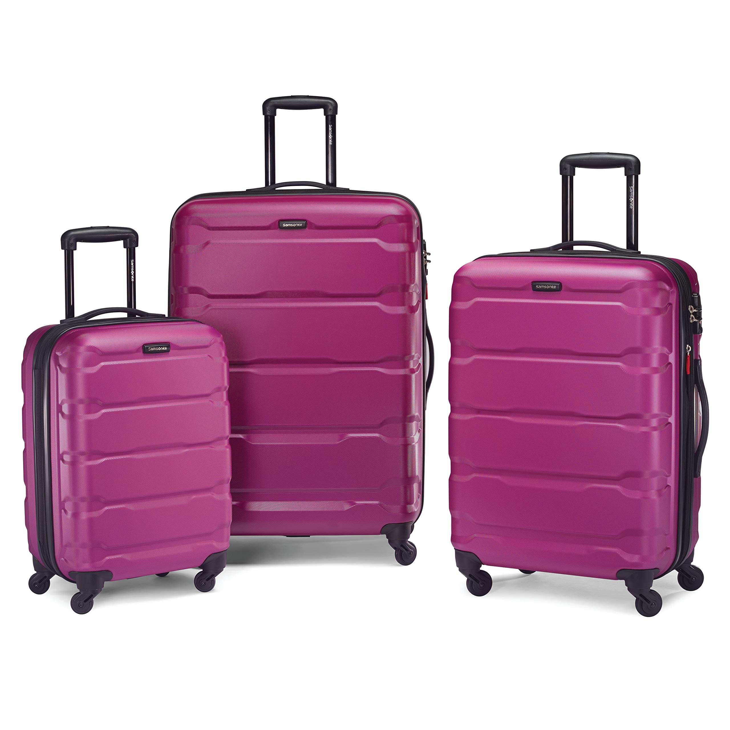 Samsonite Omni Pc Hardside Expandable Luggage with Spinner Wheels ( Radiant Pink , Checked-Medium 24-Inch ) Radiant Pink Checked Medium 24 Inch U1
