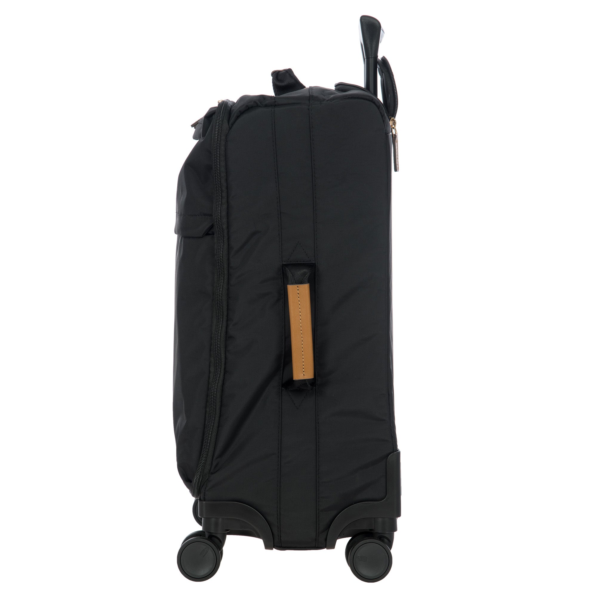 Bric's X-Travel 21 Carry-On Spinner Luxury Softside Luggage with 360 Wheels, Recycled Water-Resistant Fabric, Interior Pockets, and Leather Details ( Black , One Size ) Black One Size U2
